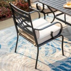 5pc Outdoor Dining Set With Seat & Back Cushions & Square Metal Table With Umbrella Hole - Captiva Designs -Furniture GUEST 32694b23 15b2 45a0 b9b6 b932ef54ab23