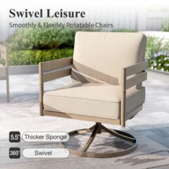 Captiva Designs 4 Pieces Outdoor Patio Wood-Like Furniture Conversation Set With Ultra Thick Cushion And Nesting Coffee Table -Furniture GUEST 32f78a9f ea5a 4464 b1ac b0acd6948bda