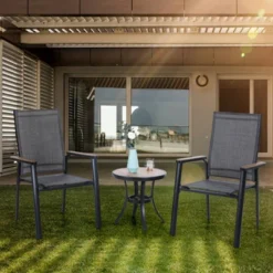 3pc Patio Dining Set With Small Round Table & Lightweight Sling Chairs - Captiva Designs -Furniture GUEST 32f8a617 eac8 435f 8be1 355d842f70b1