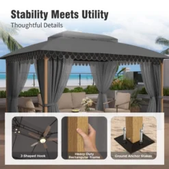 Captiva Designs 10x13 Patio Gazebo With Screened Canopy & Mosquito Netting – Heavy Duty Outdoor Shelter For Lawn And Garden 30 Captiva Designs 10x13 Patio Gazebo With Screened Canopy & Mosquito Netting – Heavy Duty Outdoor Shelter For Lawn And Garden -Furniture GUEST 330488b1 1173 46df a400 6333f10a6f73