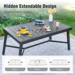 Captiva Designs 7pc Outdoor Expandable Rectangle Dining Table & Stackable Metal Chairs -Furniture GUEST 336e958c 3cf0 4331 a1c0 51f432b453c5 2