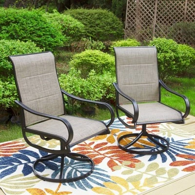 3pc Patio Dining Set With Small Square Table & 360 Swivel Padded Arm Chairs - Captiva Designs: Weather-Resistant Outdoor Furniture 5 3pc Patio Dining Set With Small Square Table & 360 Swivel Padded Arm Chairs - Captiva Designs: Weather-Resistant Outdoor Furniture - Image 3