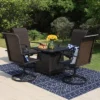 5pc Patio Dining Set With Square Steel Fire Pit With Faux Wood Tabletop & Rattan 360 Swivel Chairs - Captiva Designs -Furniture GUEST 34135758 9be4 4ac5 85dc 40a3118ce053