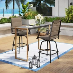 Captiva Designs 1pc Patio Outdoor Dining Rectangle Steel Bar Table With Steel Frame -Furniture GUEST 341984c4 87b3 42df bd63 940207848556