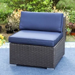 9pc All-Weather Patio Wicker Conversation Set With Cushions - Navy - Captiva Designs -Furniture GUEST 34bc56a1 d301 4c40 a67d 9a319ae86a12