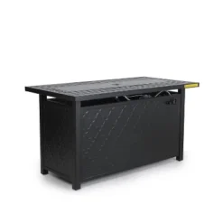 45" Outdoor Rectangle Fire Pit Dining Table - Black - Captiva Designs: LP Gas, 50000 BTU, Rust-Resistant -Furniture GUEST 351f1821 de22 40ba bdc2 61a0d60d3e1b