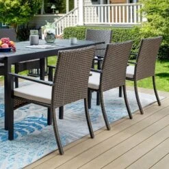 9pc Outdoor Dining Set With Extendable Table & Rattan Wicker Chairs - Beige - Captiva Designs 17 9pc Outdoor Dining Set With Extendable Table & Rattan Wicker Chairs - Beige - Captiva Designs -Furniture GUEST 356c4f67 46e1 4747 ae60 39033c992571