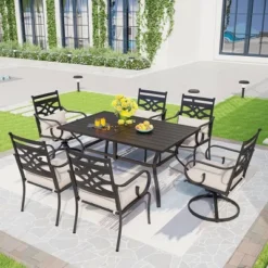 2pk Outdoor Dining Chairs With Thick Seat & Back Cushions & Metal Frame - Captiva Designs -Furniture GUEST 35b6ad12 bfdb 42f2 8d17 5b7707d2642f