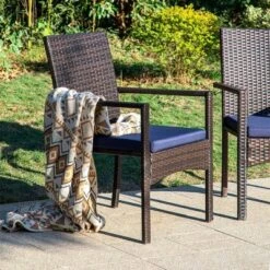 6pc Patio Dining Set With Acacia Wood Table & Bench And 4 PE Rattan Chairs - Captiva Designs -Furniture GUEST 360aa45d 0878 41b7 89cd 7e8e9e25395b