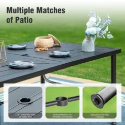 Captiva Designs 7pc Patio Dining Geometric Pattern Rectangular Steel Table & Mesh Back Metal Arm Chairs -Furniture GUEST 36a570eb 3ea6 4983 838f 1b3ab2f411ff 6