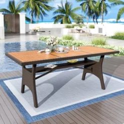 Captiva Designs 7pc Patio Furniture Set With Rectangle Table And Arm Chairs