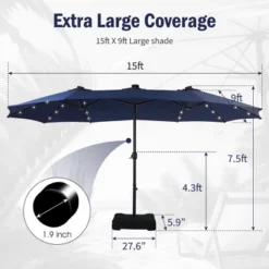 Captiva Designs 15' X 9' Rectangular Outdoor Patio Market Umbrella With Extra Large Base And Sand Bags -Furniture GUEST 3718d7c1 9403 4638 abbb 0b62cda6d005