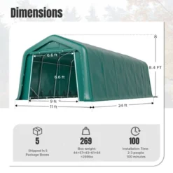 Captiva Designs 11 Ft. X 24 Ft. X 8.4 Ft. Heavy-Duty Portable Garage & Agricultural Shed With Galvanized Frame, Removable Doors And Walls -Furniture GUEST 371c9f14 e877 4218 9441 73ebe00598e7