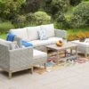 Captiva Designs 5pc Outdoor Wicker Rattan Conversation Set Beige: UV-Resistant, Includes Sofa & Ottomans -Furniture GUEST 37ac1412 ac9c 4b20 bc0c 8e7b7cb7006e