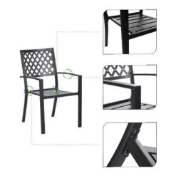 7pc Metal Patio Dining Set With Rectangular Umbrella Table & 6 Stackable Chairs - Captiva Designs -Furniture GUEST 3802ebcc 9753 4988 b76d 9590fd8a8c79 1