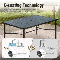 Captiva Designs 7pc Patio Dining Set With Rectangle Steel Table & Rattan Metal Arm Chairs