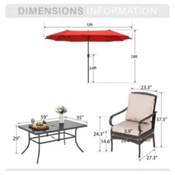 Captiva Designs 8pc Patio Rectangle Steel Dining Table & Rattan Chairs & Market Umbrella 19 Captiva Designs 8pc Patio Rectangle Steel Dining Table & Rattan Chairs & Market Umbrella -Furniture GUEST 38294186 5fde 4f9f 809d e4346093f060