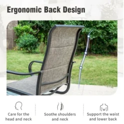 Captiva Designs 3pc Outdoor Patio Square Dining Steel Table & Grayish Brown Textilene Sling Swivel Chairs -Furniture GUEST 385c3796 93e0 43b0 ad63 f01b8bb947ad