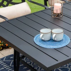 7pc Outdoor Dining Set With Chairs With Cushions & Large Metal Table With Umbrella Hole - Captiva Designs -Furniture GUEST 385d6ed6 0e75 431a b9e8 8f0d1e212ad2 1