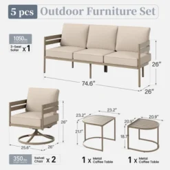 Captiva Designs 4 Pieces Outdoor Patio Wood-Like Furniture Conversation Set With Ultra Thick Cushion And Nesting Coffee Table -Furniture GUEST 388991c3 cbe0 48ed 93d5 bc345d4b280c