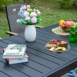 7pc Patio Set With Expandable Table & Lightweight Aluminum Frame Stackable Sling Chairs - Captiva Designs 14 7pc Patio Set With Expandable Table & Lightweight Aluminum Frame Stackable Sling Chairs - Captiva Designs -Furniture GUEST 393883c0 f62b 4f40 9350 77d650b1e225