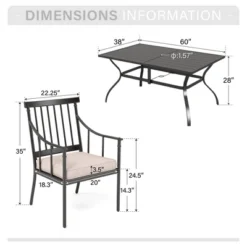 Captiva Designs 7pc Patio Dining Set With Rectangle Steel Table & Stylish Arm Chairs With Cushions -Furniture GUEST 3a3eb83c 6b08 48c0 bc8b 1d6493637045