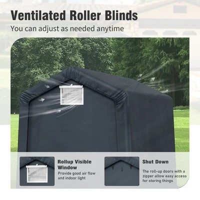 Captiva Designs Outdoor Portable Storage Shelter - Garage Tent With Roll-Up Zipper Doors & Vents For Motorcycles And Bikes (Gray) 4 Captiva Designs Outdoor Portable Storage Shelter - Garage Tent With Roll-Up Zipper Doors & Vents For Motorcycles And Bikes (Gray) - Image 2