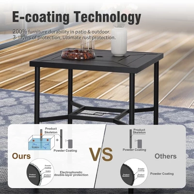 Captiva Designs 5pc Outdoor Patio Metal Bar Height Table & Bar Swivel Chair With Cushion And Armrest 7 Captiva Designs 5pc Outdoor Patio Metal Bar Height Table & Bar Swivel Chair With Cushion And Armrest - Image 5