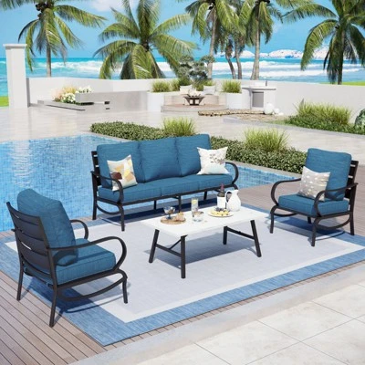 Captiva Designs 4 PCS Metal Patio Furniture Conversation Set With Coffee Table For Garden Porch Backyard 13 Captiva Designs 4 PCS Metal Patio Furniture Conversation Set With Coffee Table For Garden Porch Backyard - Image 11