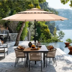 Captiva Designs 6pc Patio Slat-top Steel Table & Swivel Chairs With Thick Cushions & Beige 10ft Umbrella 25 Captiva Designs 6pc Patio Slat-top Steel Table & Swivel Chairs With Thick Cushions & Beige 10ft Umbrella -Furniture GUEST 3b305c17 97c5 4f73 9fb7 3406508ca1ca 4
