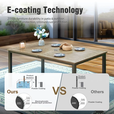 Captiva Designs 7pc Patio Dining Driftwood Finished Rectangle Steel Table & Metal Arm Chairs 6 Captiva Designs 7pc Patio Dining Driftwood Finished Rectangle Steel Table & Metal Arm Chairs - Image 4