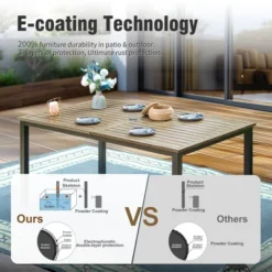 Captiva Designs 7pc Outdoor Patio Rectangle Metal Dining Table & Grayish Brown Textilene Swivel Chairs 20 Captiva Designs 7pc Outdoor Patio Rectangle Metal Dining Table & Grayish Brown Textilene Swivel Chairs -Furniture GUEST 3b97e513 10a0 4a8c 9b03 2838a67bc5f2 4