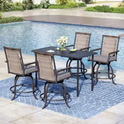 Captiva Designs 5pc Outdoor Patio Metal Bar Height Table & Bar Swivel Chair With Cushion And Armrest 31 Captiva Designs 5pc Outdoor Patio Metal Bar Height Table & Bar Swivel Chair With Cushion And Armrest -Furniture GUEST 3c07b632 daac 4007 af55 b2e14603f967