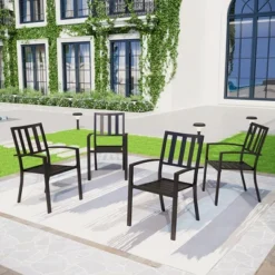 Captiva Designs 9pc Outdoor Patio Adjustable Steel Rectangle Dining Table & Metal Stackable Chairs 22 Captiva Designs 9pc Outdoor Patio Adjustable Steel Rectangle Dining Table & Metal Stackable Chairs -Furniture GUEST 3c7c4cbf 1ff0 4110 818d 205460493058 1