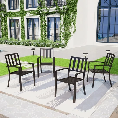 Captiva Designs 9pc Outdoor Patio Adjustable Steel Rectangle Dining Table & Metal Stackable Chairs 8 Captiva Designs 9pc Outdoor Patio Adjustable Steel Rectangle Dining Table & Metal Stackable Chairs - Image 6
