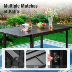 Captiva Designs 7pc Patio Dining Rectangular Black Steel Table & High Back Padded Grayish Brown Sling Armrest Chairs -Furniture GUEST 3dbec714 4a3c 4d8c 9548 b578d916add6 2