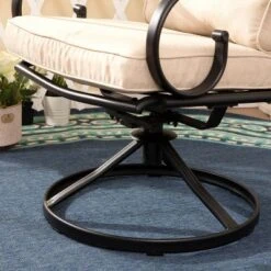 5pc Outdoor Dining Set With Swivel Chairs With Seat & Back Cushions & Square Metal Table With Umbrella Hole - Captiva Designs -Furniture GUEST 3dcc53e0 5217 4bec 8718 2f1db9b9f0c3 1