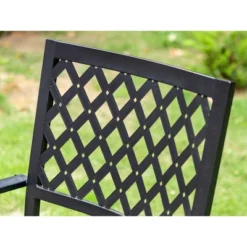 7pc Outdoor Rectangular Table & 6 Chairs With Grid Design - Black - Captiva Designs -Furniture GUEST 3dd4c855 106f 41d5 9ba9 aef614e8d3ef