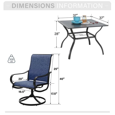 Captiva Designs 5pc Patio Dining Steel Table & Textilene 360 Degree Swivel Chairs 14 Captiva Designs 5pc Patio Dining Steel Table & Textilene 360 Degree Swivel Chairs - Image 12