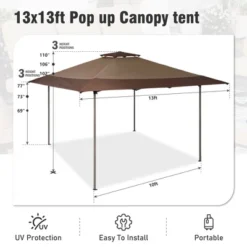 Captiva Designs 13’ X 13’ Pop-Up Canopy Tent - Instant Folding Shelter For Large Outdoor Sun Protection -Furniture GUEST 3deb53d5 db88 4ad3 9dbc bc0d26a5edc3