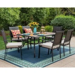 2pk Rattan/Steel Patio Dining Arm Chairs With Cushions - Captiva Designs -Furniture GUEST 3e1e796f 862e 4f03 93e8 73e6270263b5