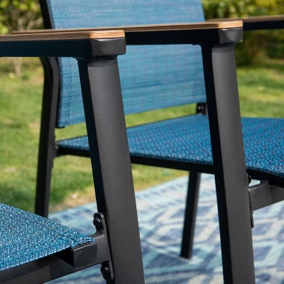 Captiva Designs 9pc Outdoor Dining Set With Rectangle Table And Blue Aluminium Textilene Chairs 8 Captiva Designs 9pc Outdoor Dining Set With Rectangle Table And Blue Aluminium Textilene Chairs - Image 6