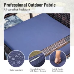 Captiva Designs 7pc Patio Slat-top Expandable Metal Dining Table & Armrest Wicker Chairs With Cushions -Furniture GUEST 3f1602de d972 4454 ad07 74cf71ffce79 2