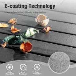 Captiva Designs 7pc Black Round Slatted Steel Table With Umbrella Hole & Textilene Swivel Chairs -Furniture GUEST 3f1b8001 02bc 4e17 96df c021c46238a2 2