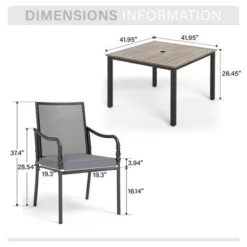 Captiva Designs 5pc Patio Dining Steel Table With Umbrella Hole & Metal Chairs With Cushions -Furniture GUEST 3f75547f e897 42b8 bfdf d4227114fbe8