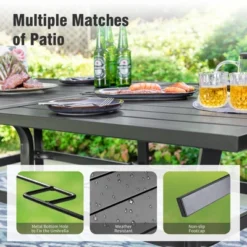 Captiva Designs 7pc Patio Dining Set With Slat-top Rectangle Steel Table & Metal Chairs -Furniture GUEST 3f84d493 09a5 4443 b212 a511f2ac51e5