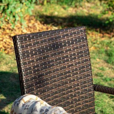 5pc Patio Dining Set With Round Table & Wicker Rattan Chairs - Captiva Designs: Weather-Resistant, Umbrella Hole 8 5pc Patio Dining Set With Round Table & Wicker Rattan Chairs - Captiva Designs: Weather-Resistant, Umbrella Hole - Image 6