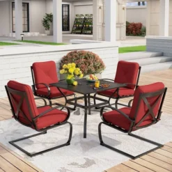Captiva Designs 5pc Patio Dining Set With Square Table & 4 Metal Spring Motion Chairs 21 Captiva Designs 5pc Patio Dining Set With Square Table & 4 Metal Spring Motion Chairs -Furniture GUEST 3fbb0f01 d161 4fae beac 2ce39a5e4138