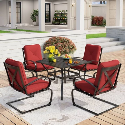Captiva Designs 5pc Patio Dining Set With Square Table & 4 Metal Spring Motion Chairs 12 Captiva Designs 5pc Patio Dining Set With Square Table & 4 Metal Spring Motion Chairs - Image 10