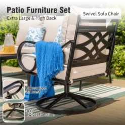 Captiva Designs 6pc Extra Large Metal Outdoor Patio Fire Pit Set With Swivel Pattern-back Chairs -Furniture GUEST 40473513 b81c 4364 8c75 8ae546ba25e2 1